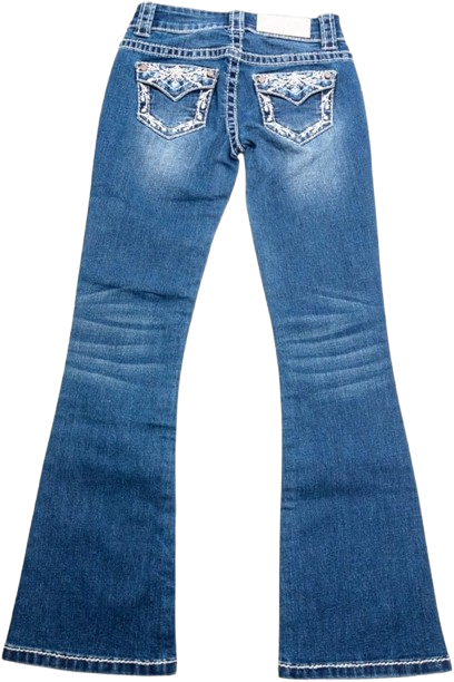 Girls' Medium Wash Swirl Floral Embroidered Bootcut Jeans
